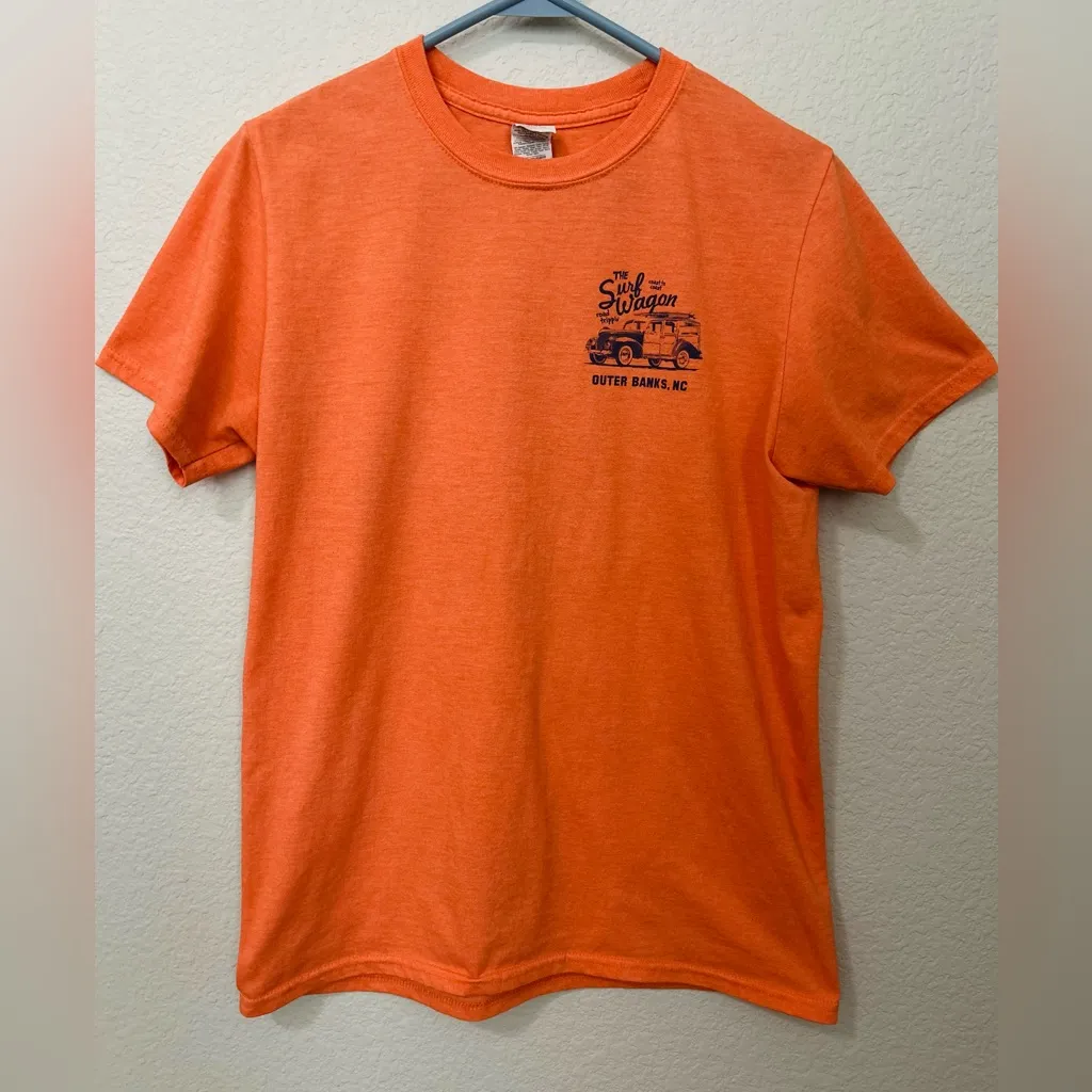 Outer Banks OBX Surf Wagon T-Shirt Orange Beach Van Graphic Tee Vacation Size M - Image 5