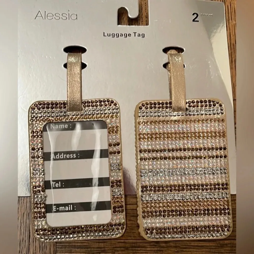 NWT Alesia Bling rhinestone luggage tags Gold - Image 2