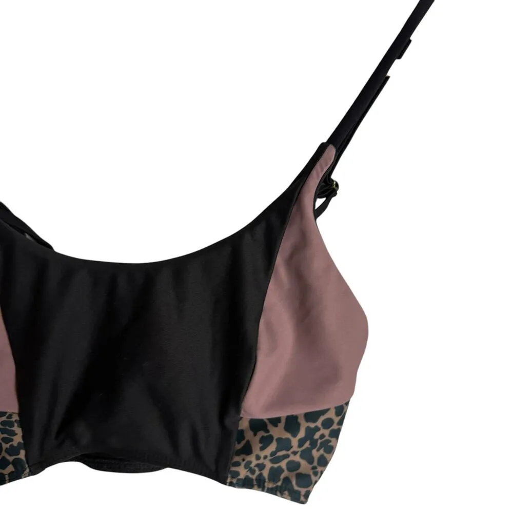 Beach Riot Sport Tori Leopard Colorblock Crossover Leggings Sports Bra Set Small - Image 4