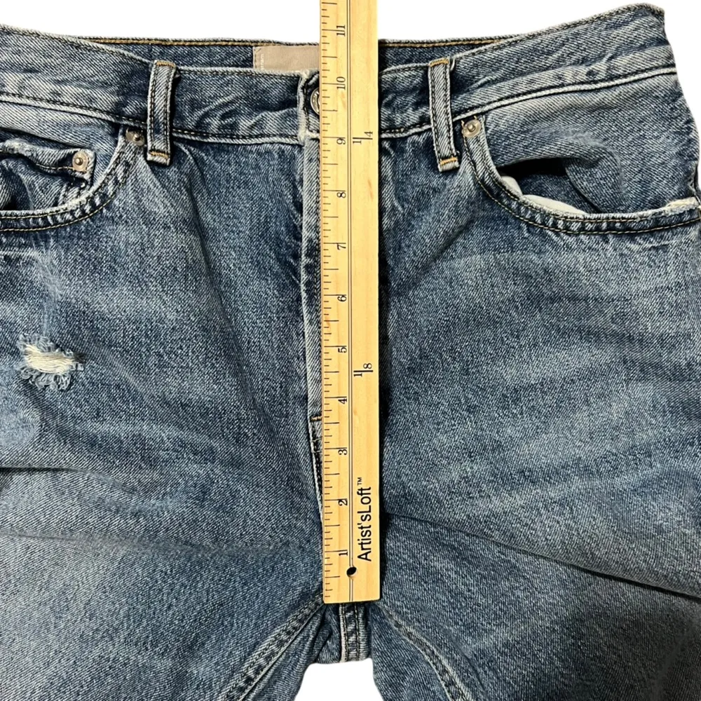 Everlane The Cheeky Jean Distressed Cropped Raw Hem Medium Wash Size 22 - Image 8