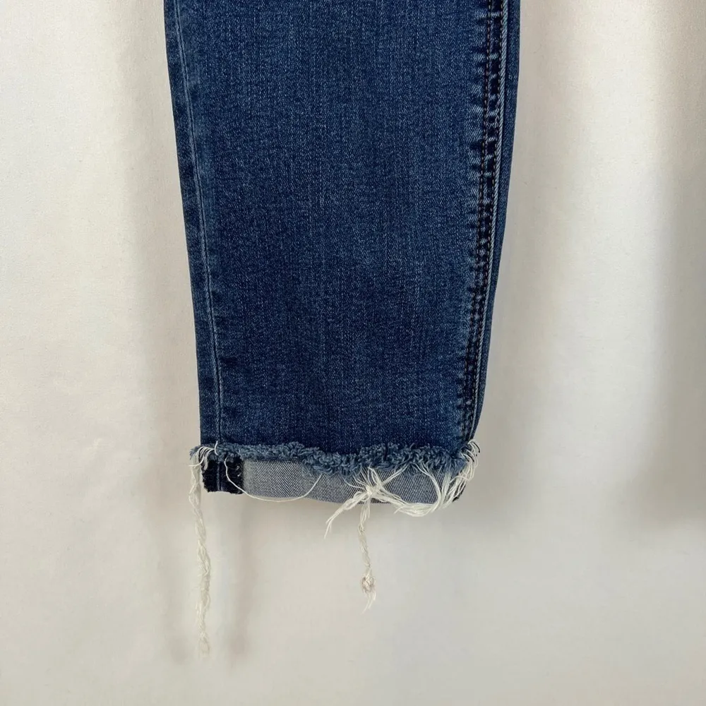 Pistola Skinny Crop Blue Jeans With Cuffed Raw Distressed‎ Hem - Image 2