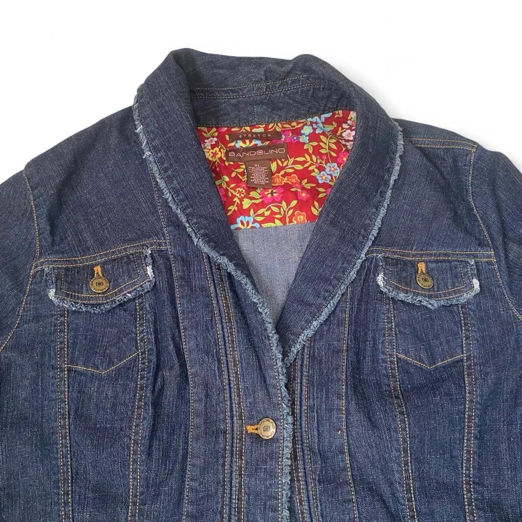 Y2K Bandolino Dark Wash Denim Jacket XL - Bohochic, Coastal Cowgirl, Indie - Image 4