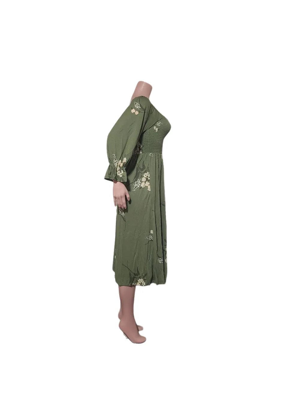 Sugar+L!ps women's floral square neck 3/4 sleeve bodice smock midi dress L, M,S,XS - Image 5