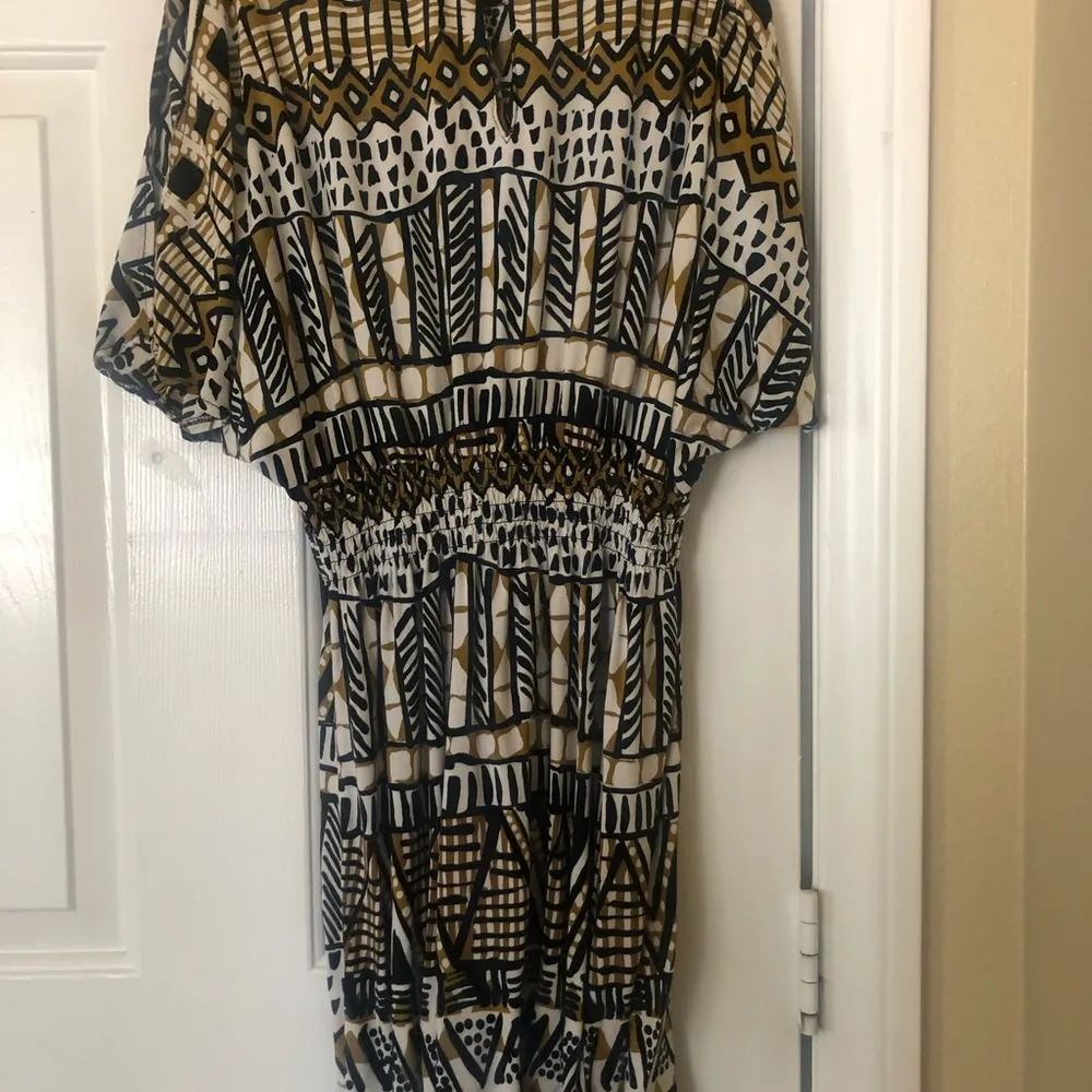 Mlle Gabrielle Tribal Print Tunic Dress yellow, brown, black S - Image 11