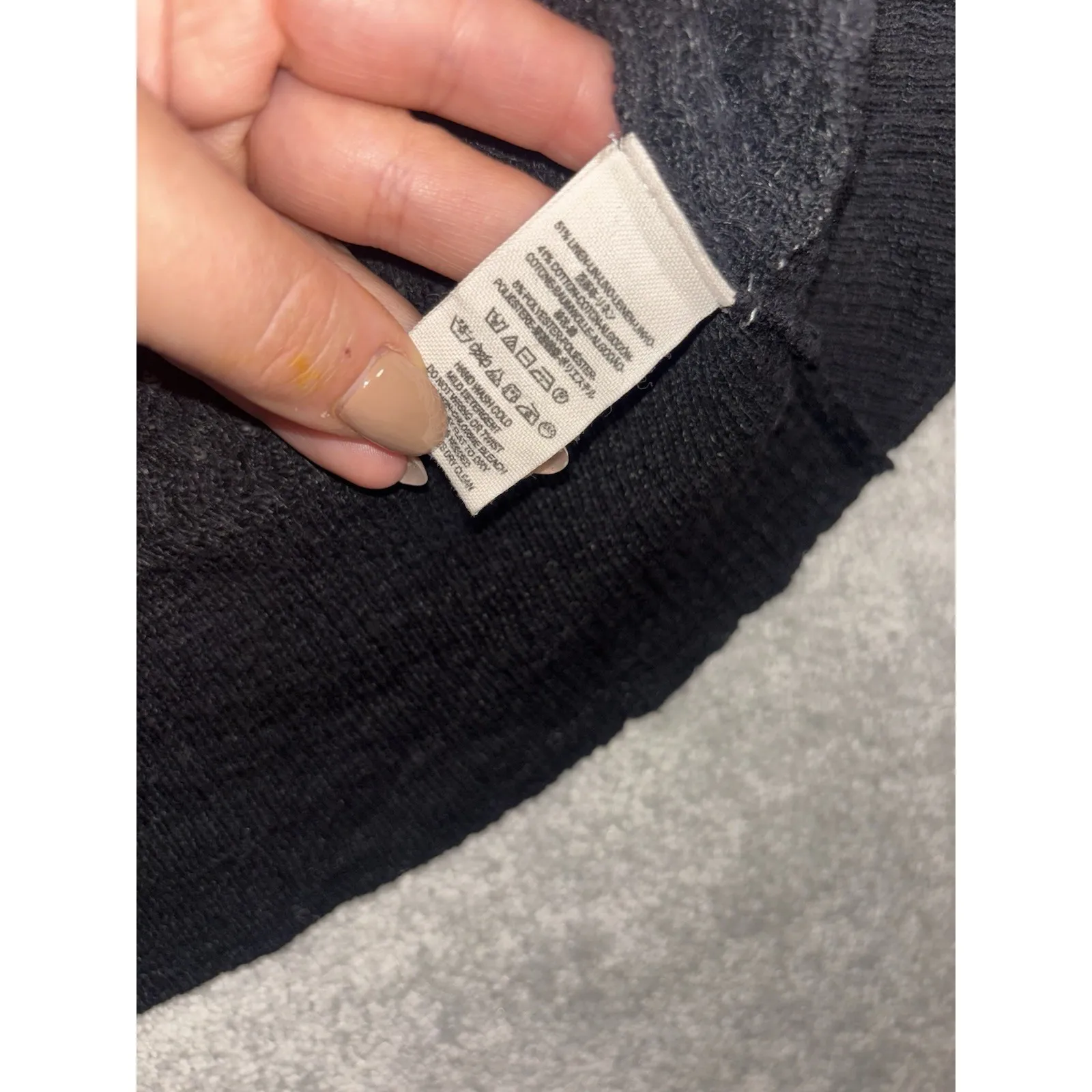 black free people crossover front linen cotton knit sweater mock neck‎ small - Image 6