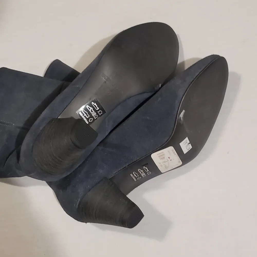 Free People Blue Gray Suede Slouch Slit Booties 6 - Image 8