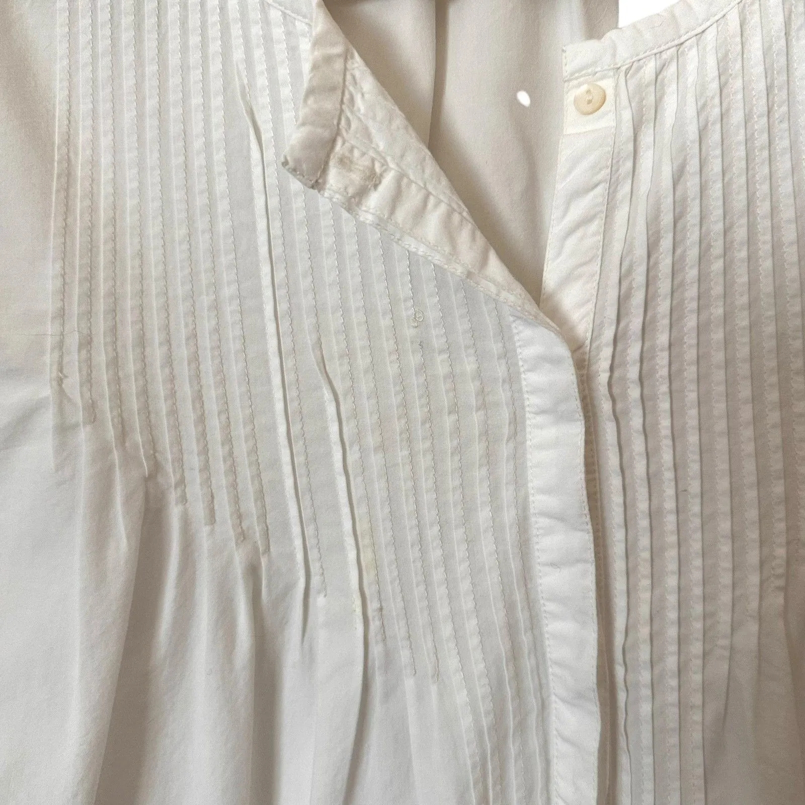 JOIE Kalyssa‎ Pleated Eyelet Blouse White Sz Medium - Image 5