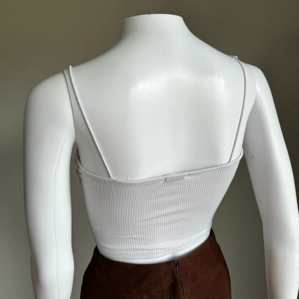 Garage White Ribbed Bungee Cropped Cami Size Small - Image 5