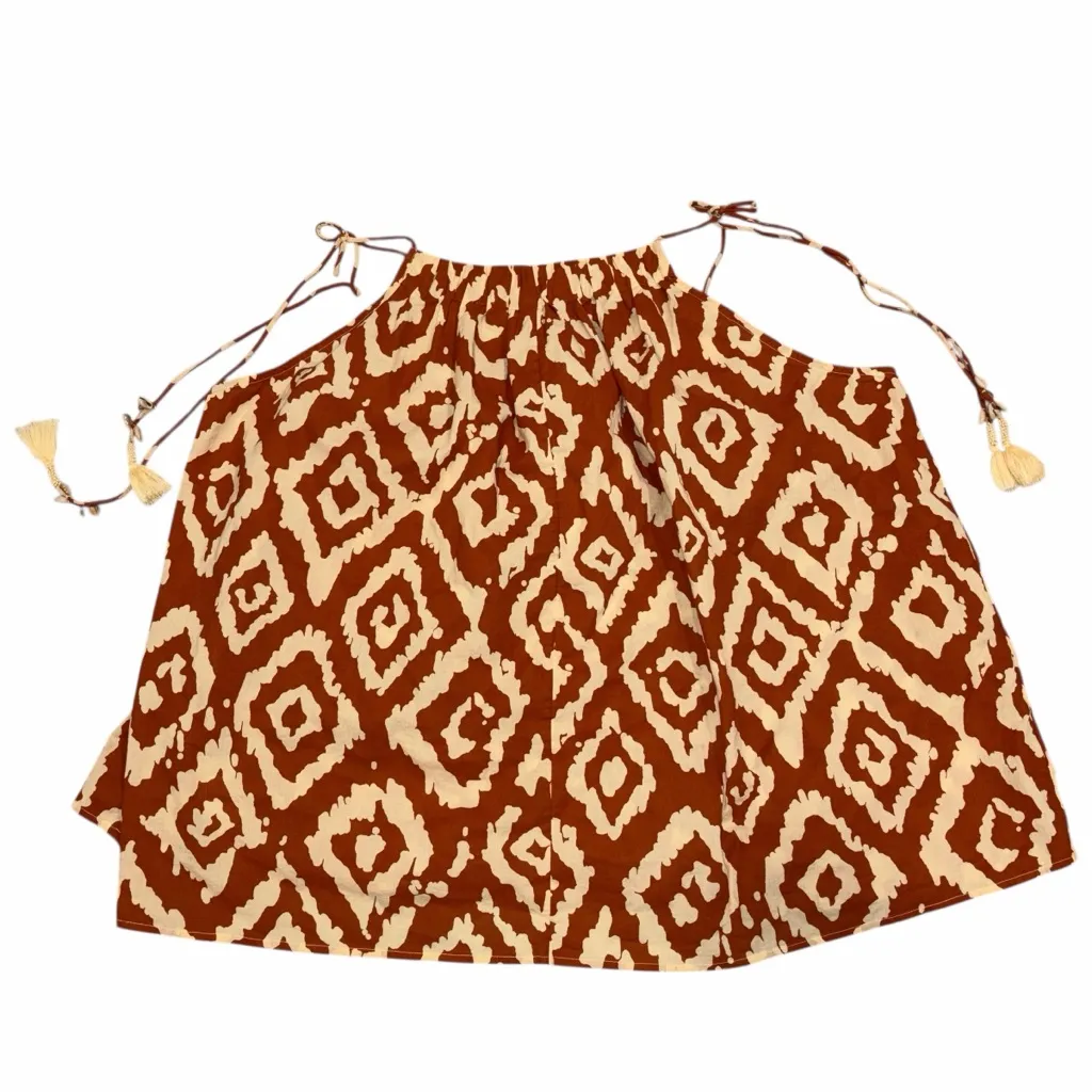 Haute Hippie Tribal Ikat Oversized Embroidered Tie Shoulder Tank size Medium - Image 3