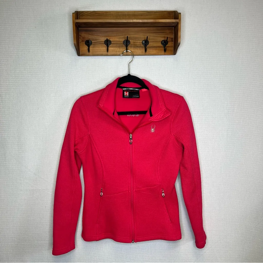 Spyder | Medium Hot Pink Ski‎ Jacket Tailored Fit Full Zip Up Jacket Coat - Image 2