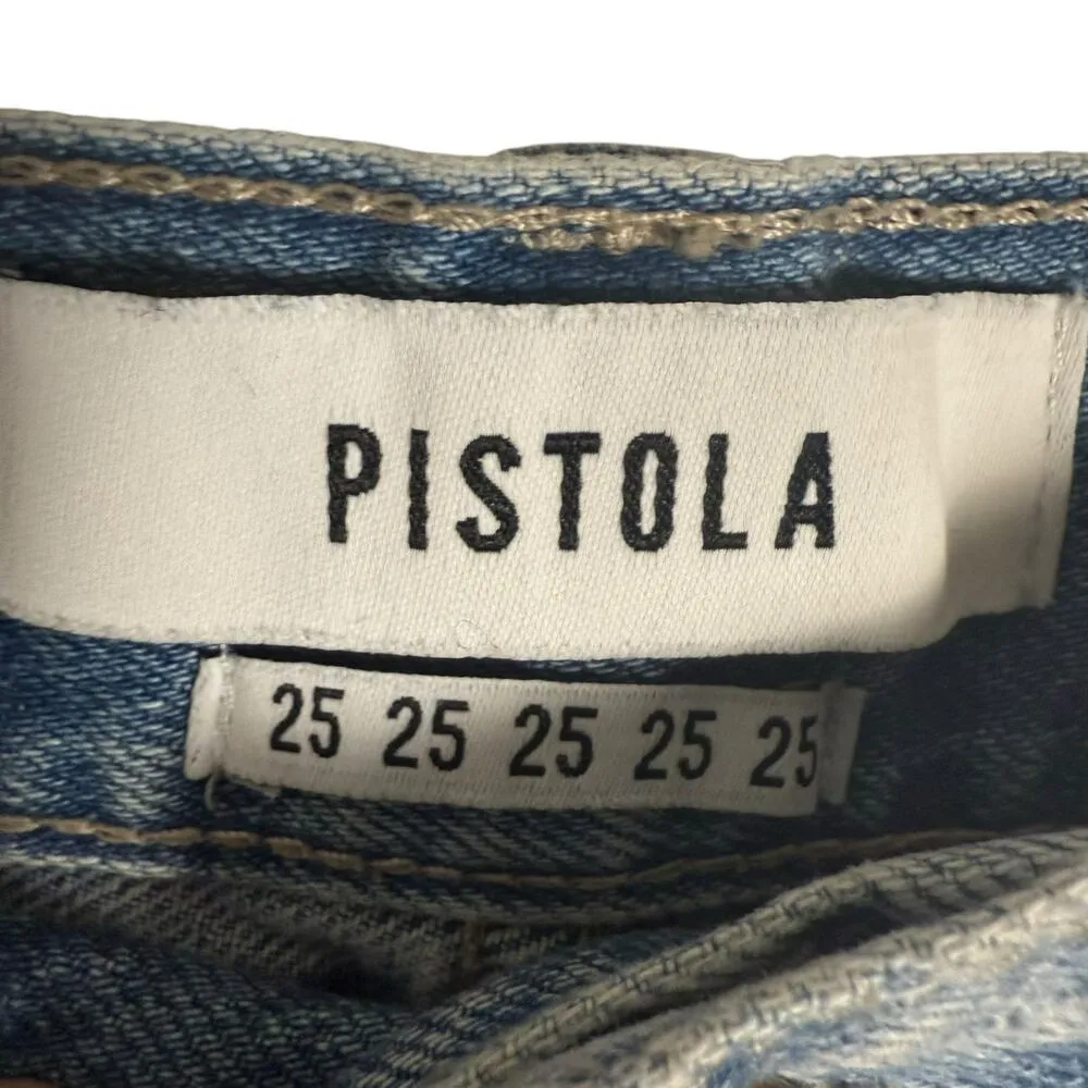 Pistola High Rise Straight Leg Distressed Astrology Sign Constellation Jeans 25 - Image 5