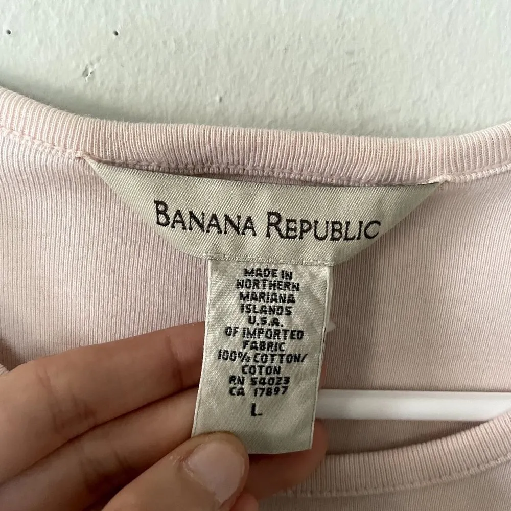 Banana Republic cotton pink short sleeved circle neckline top summer shirt - Image 3