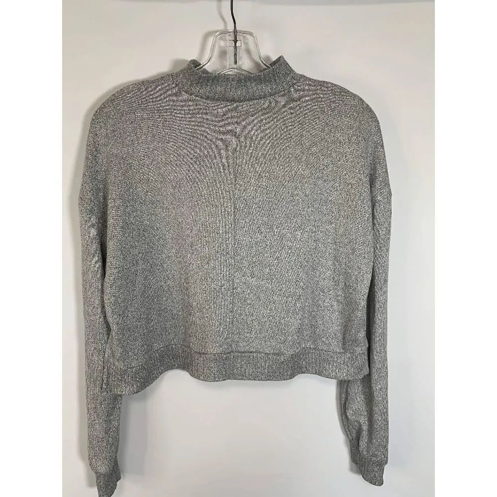 SO Women’s Turtleneck Sweater Tight Knit Crop Long Sleeve Gray Small - Image 6