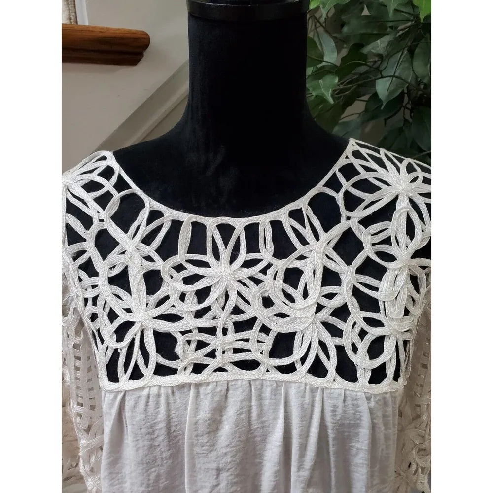 Hot & Delicious Womens White Cotton Silk Swimsuit Cover Dress Size Small - Image 12