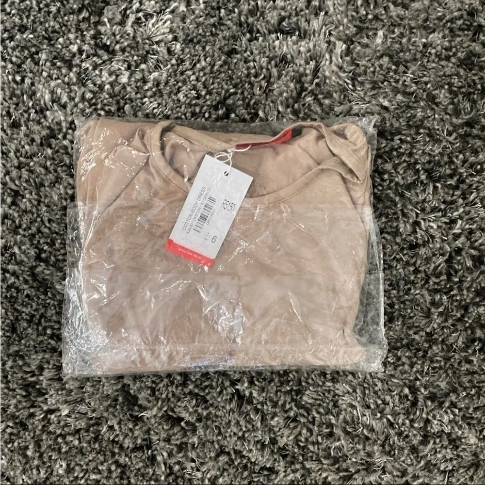 Veil of Faith Cotton Body Dress in Oyster, Size 6​​​​​​ Tan - Image 7