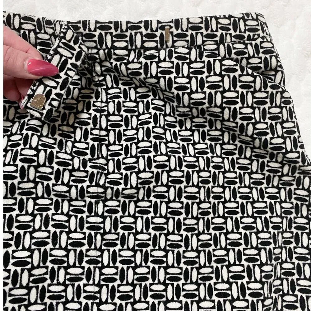 LOFT Petites Geometric Mini Skirt‎ Velveteen Fabric Black & White 2P - GUC - Image 2