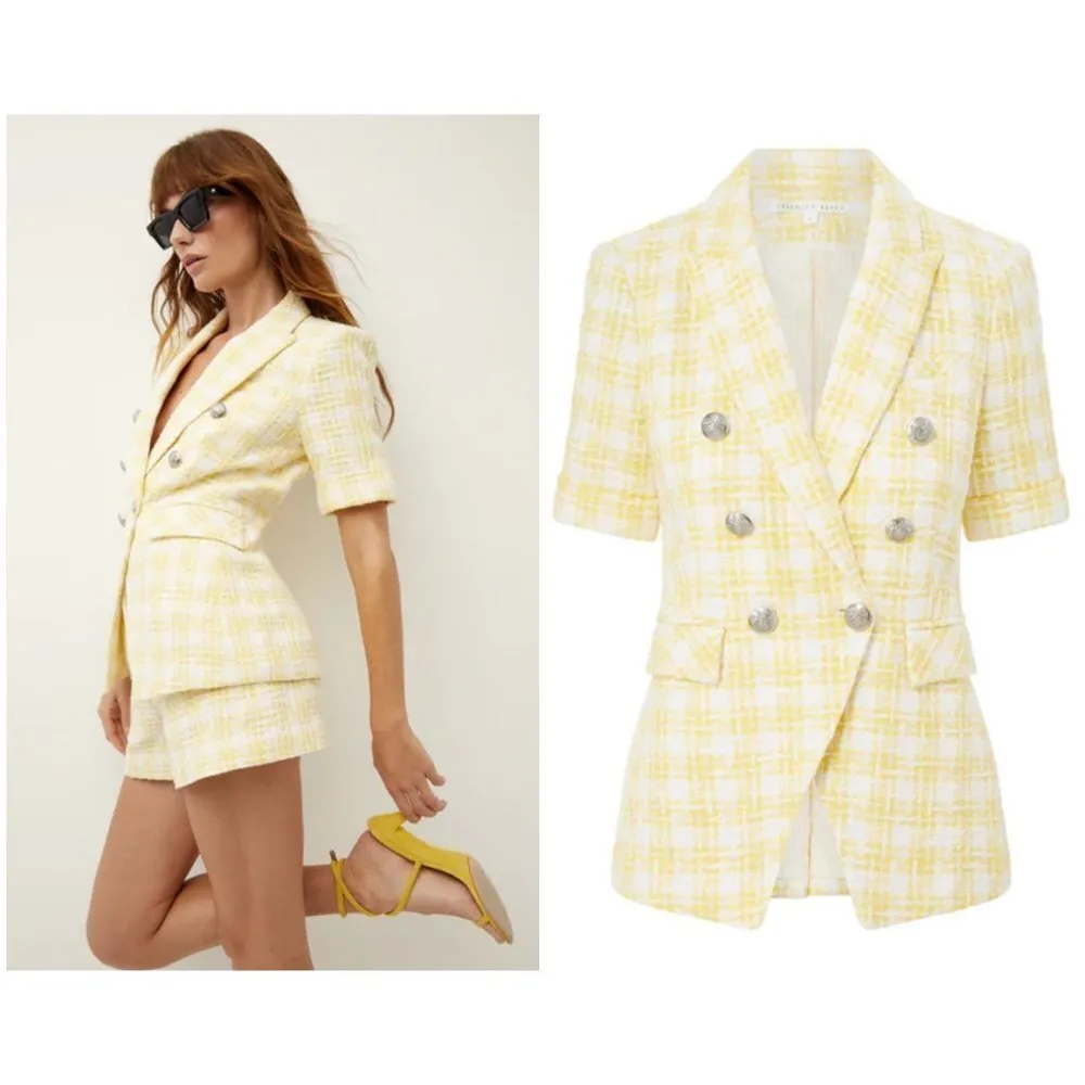 đź’•VERONICA BEARDđź’• Jenny Tweed Dickey Jacket ~ Pale Yellow White 0 NWT - Image 2