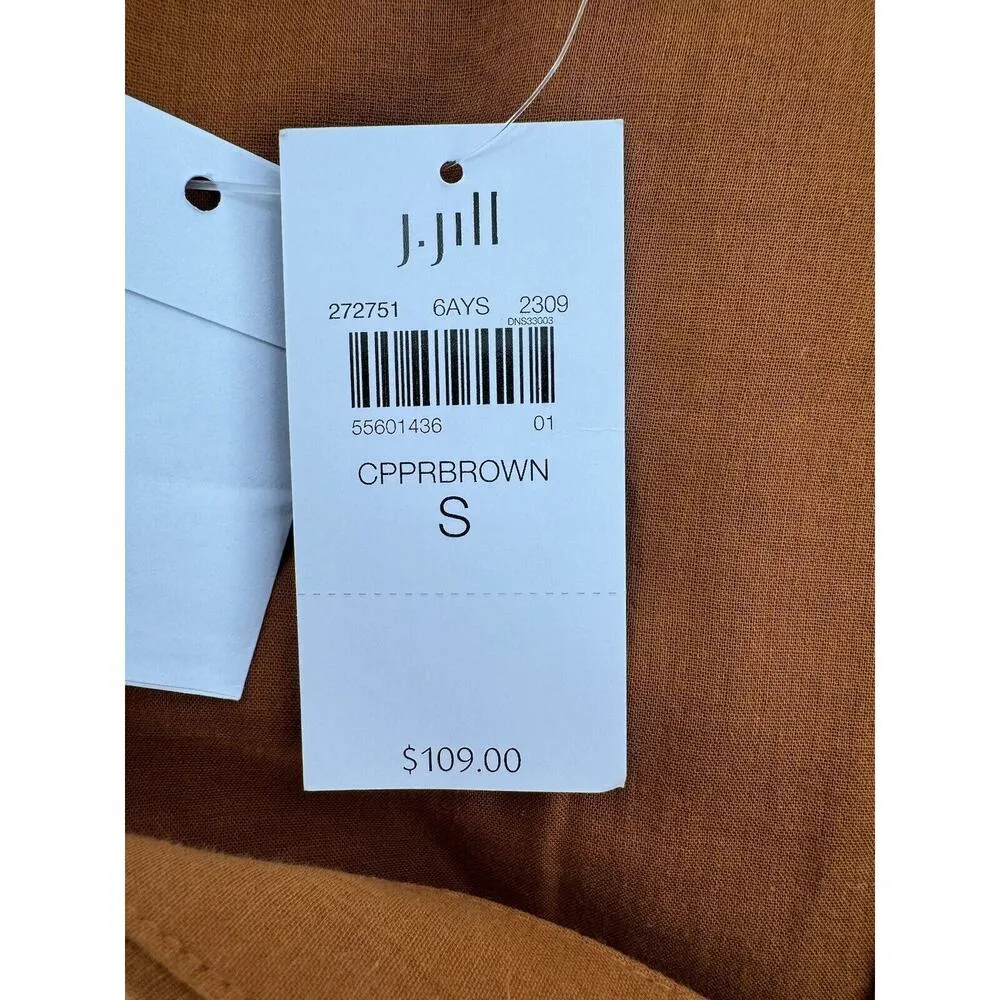 J.Jill Pure Linen Dress Sz S V-Neck Long Sleeve Lagenlook Copper Boho Beach NWT​ - Image 10