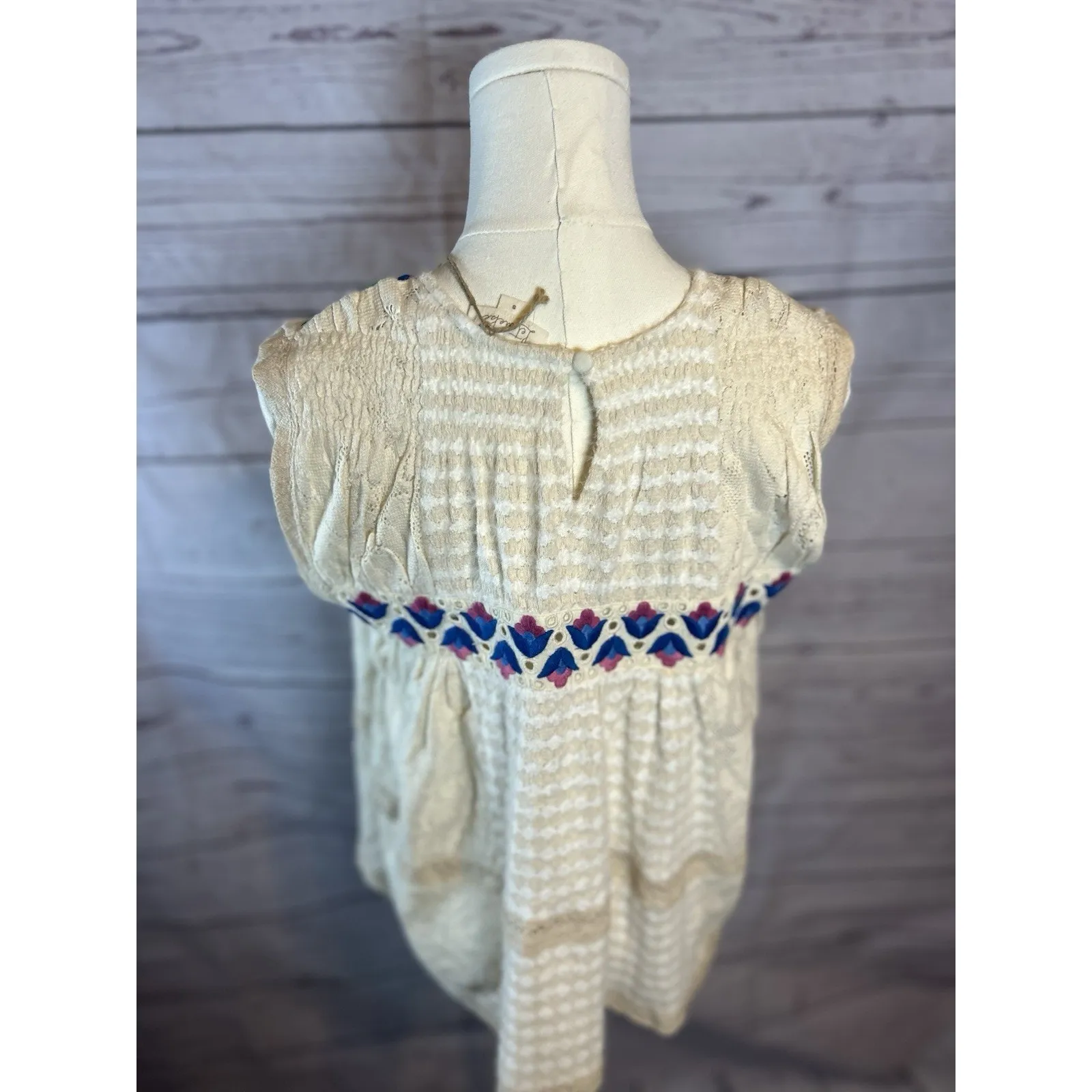 Anthropologie Let Me Be Babydoll Floral Embroidered Knit Top NWT Small - Image 5