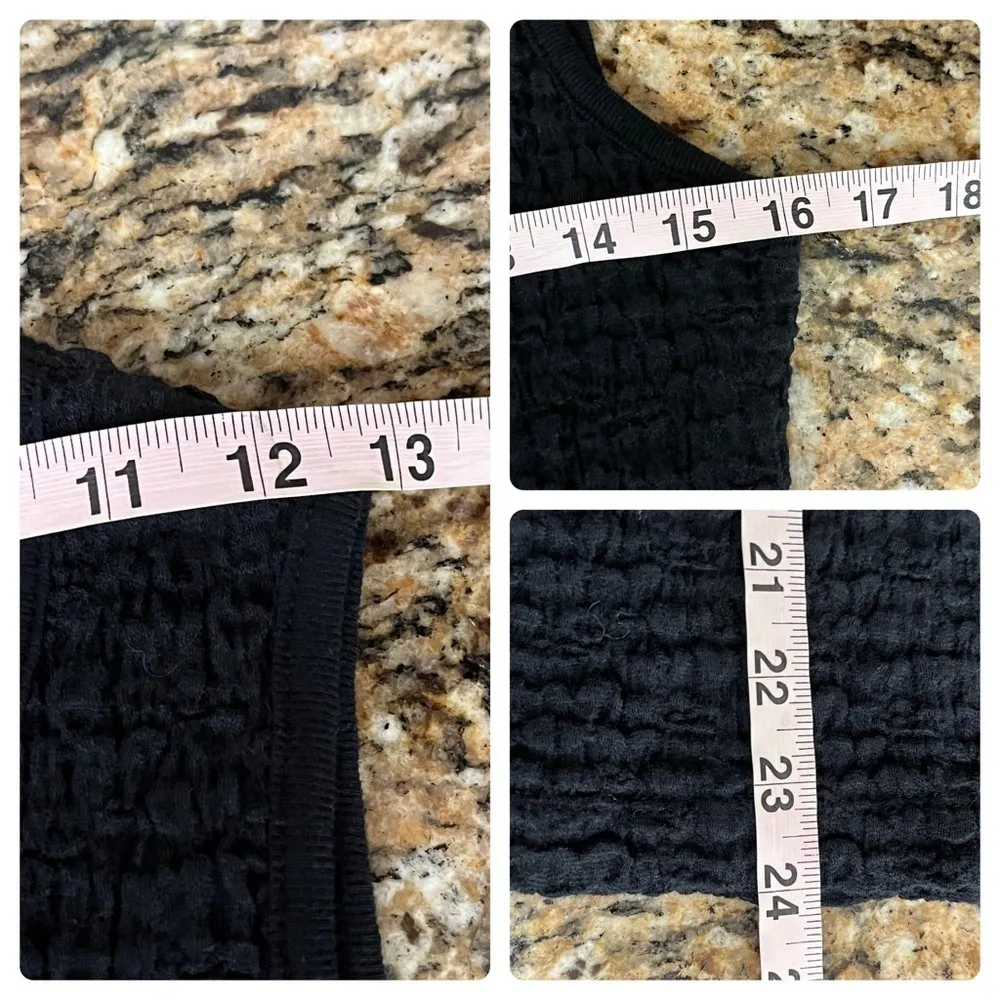 Croft & Barrow Black Popcorn Tank Top S Semi Sheer Y2K Goth Grunge Retro Edgy - Image 6