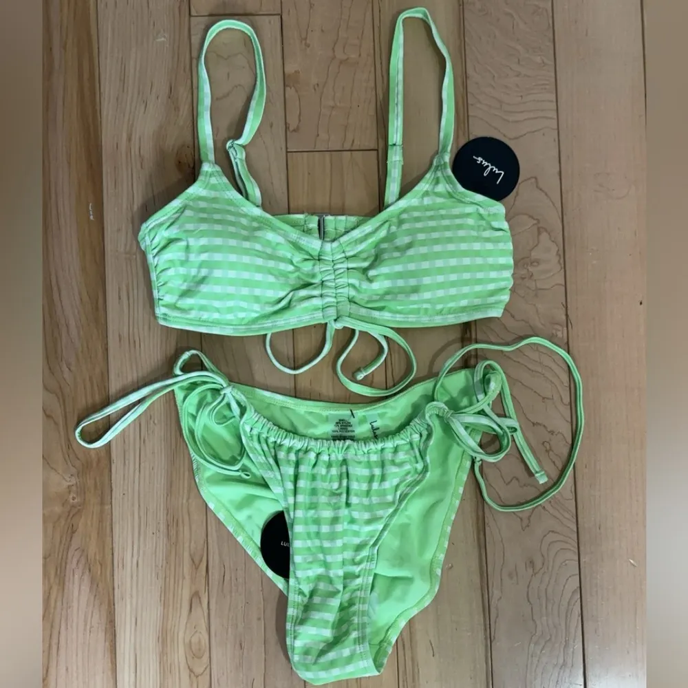 LULU’S CHECK YOURSELF OUT GREEN GINGHAM BIKINI - Image 3