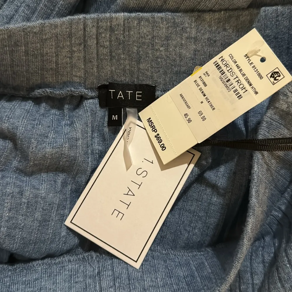 1. State Rib Knit Side Slit Midi Pencil Skirt - Blue Denim Heather Size M - Image 5