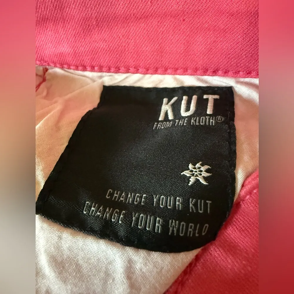 KUT from the Kloth Crop Skinny Denim Jeans Honeysuckle Pink Colorful NWT 22W - Image 2