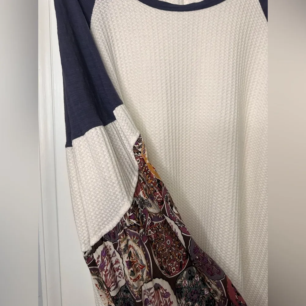 Umgee Floral Thermal Waffle Knit Peasant Boho Sweater NWOT - Image 4