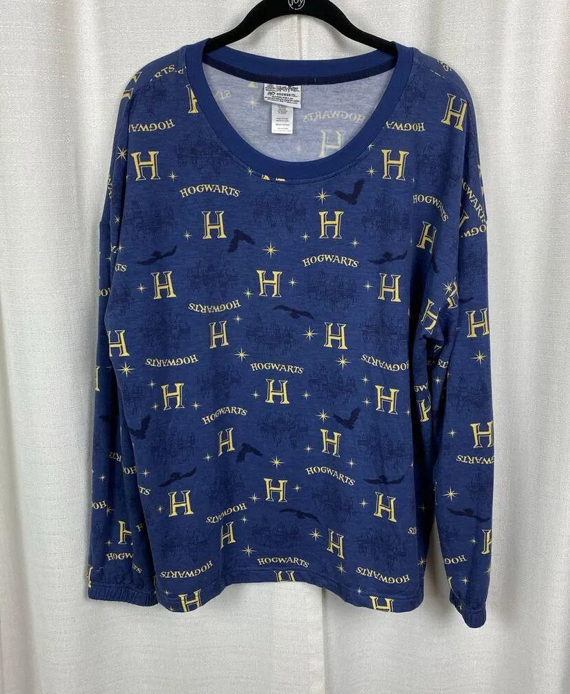 The Wizarding World Of Harry Potter Blue Hogwarts Two Piece PJ Jogger Set Sz.M - Image 9