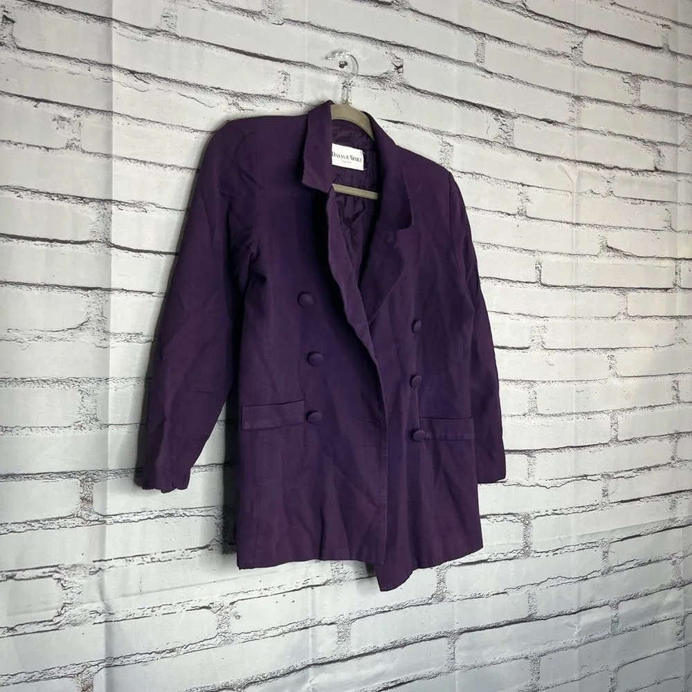 Danny & Nicole Purple Blazer Sz 14 Oversized Boxy Tailored Jacket Career Street - Image 2