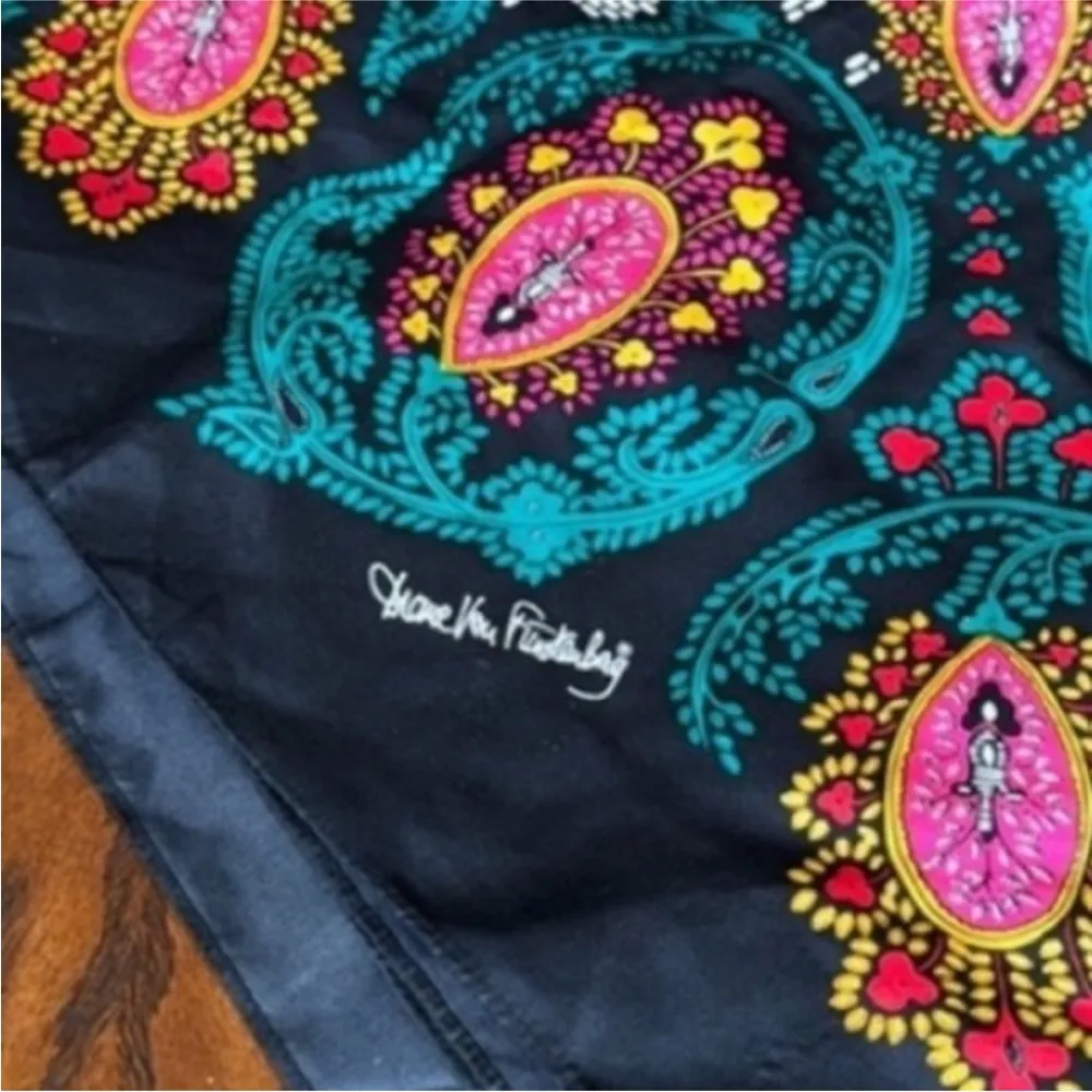 Diane Von Furstenberg Black and Multicolor Scarf - Image 6