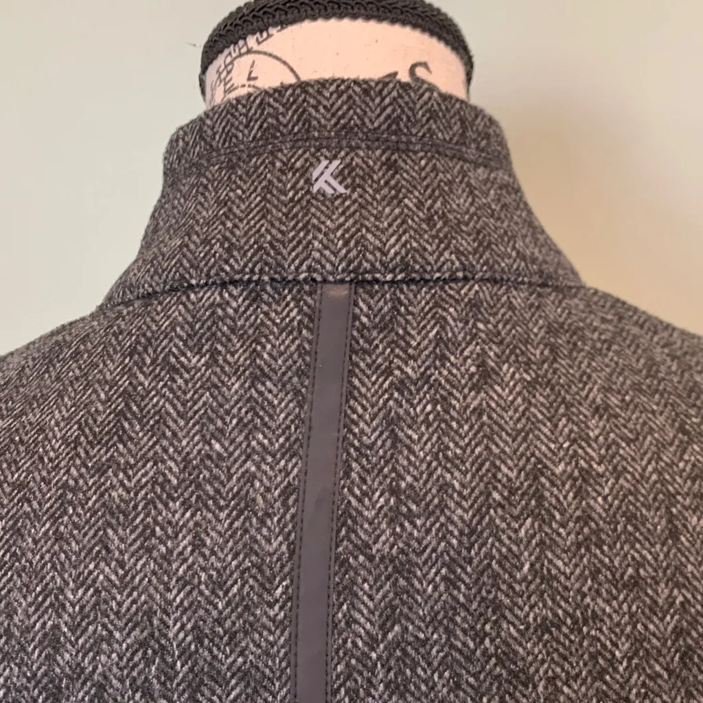 Kyodan Women’s Small Mock Neck Pullover Sweater Gray Herringbone Tweed - Image 7