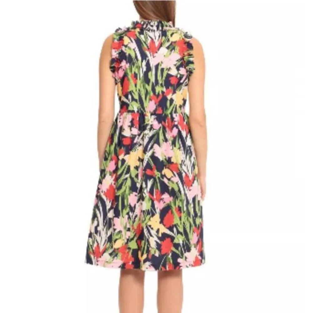 Maggy London Pink and Blue Pleated Halter Sundress - Image 7