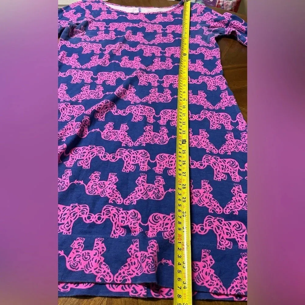 Lilly Pulitzer Marlowe Dress Elephant Pack Your Trunk Print Pink Blue Size Sm - Image 5