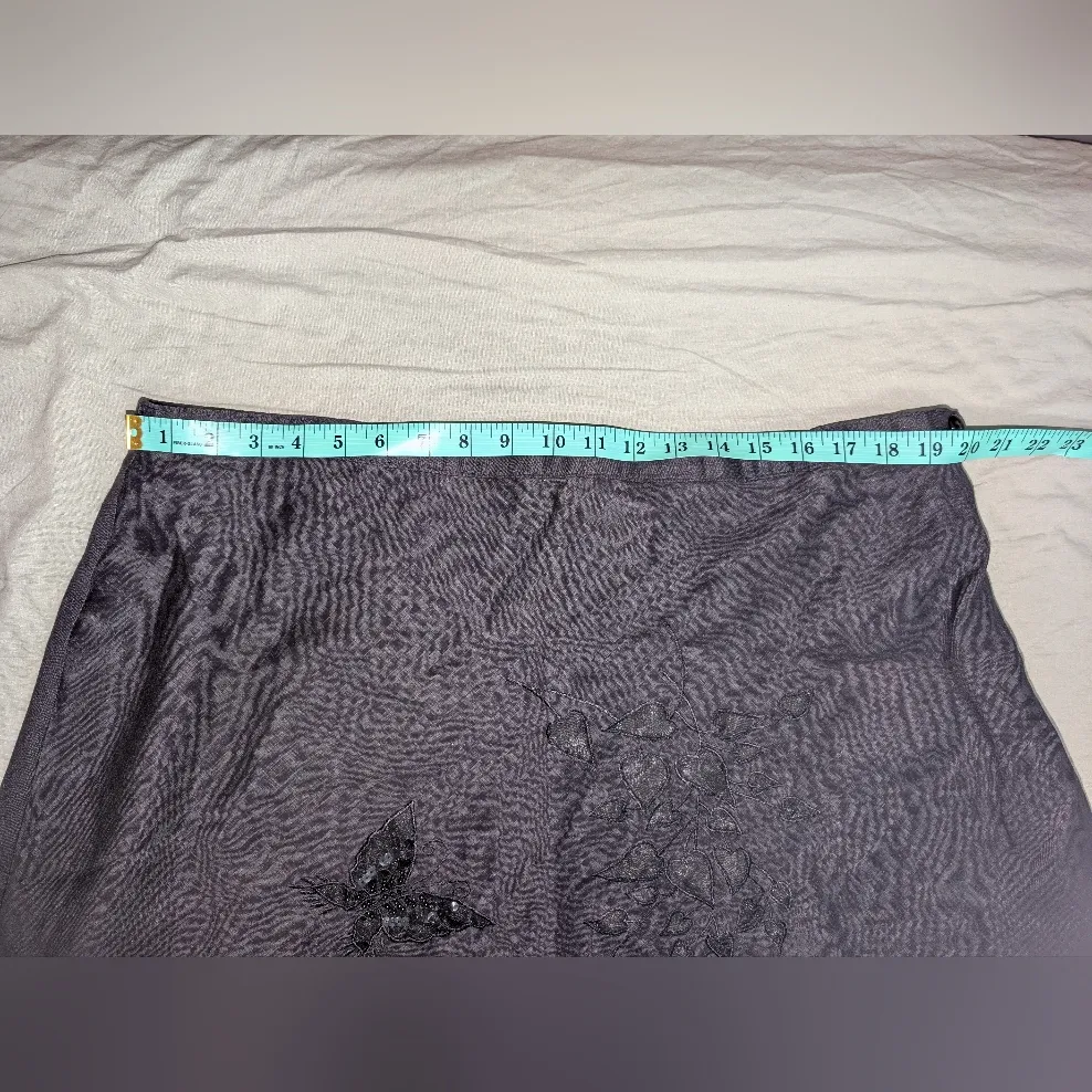 Vintage California Threads Butterfly Embroidered Linen Skirt X large Black Size XL - Image 4