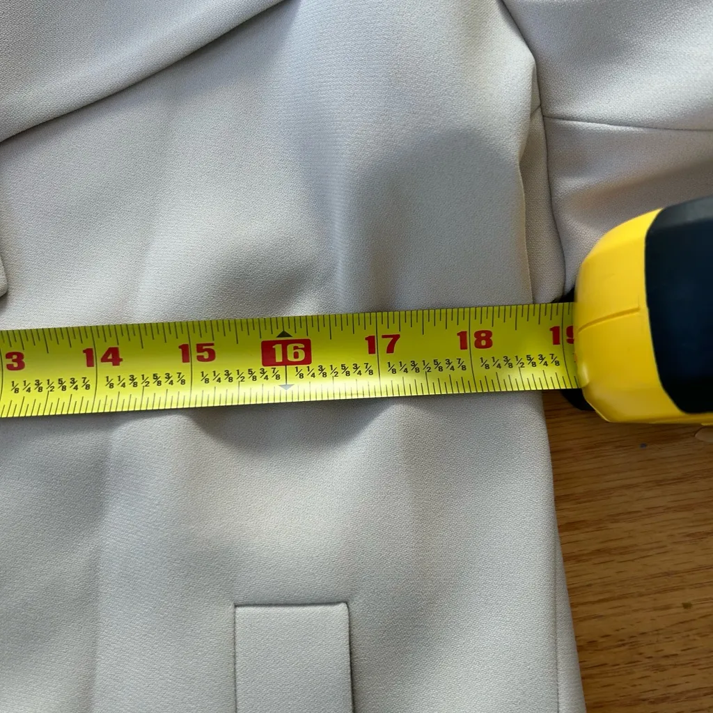 Hugo Boss  Katalla Crepe Open Front Blazer Size 8 Beige Cream Modern Minimalist - Image 6