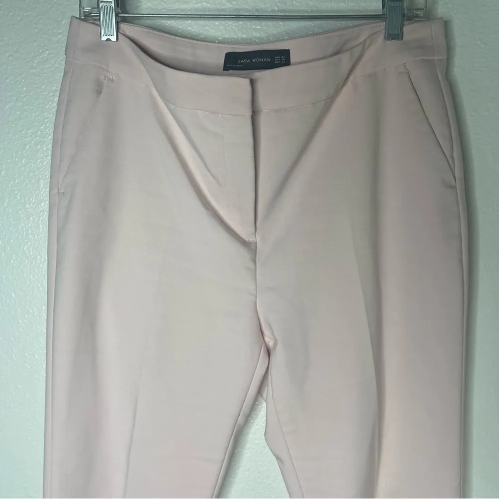 Zara Size 10 Pastel Pink Ankle Pants High Waisted Cropped Dress Slacks - Image 4