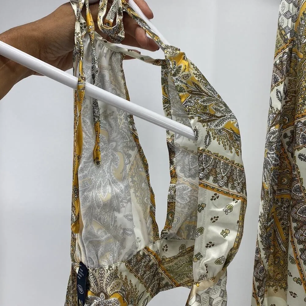 Cider Boho Paisley Backless Tank Top halter and pants set high waisted wide leg - Image 5