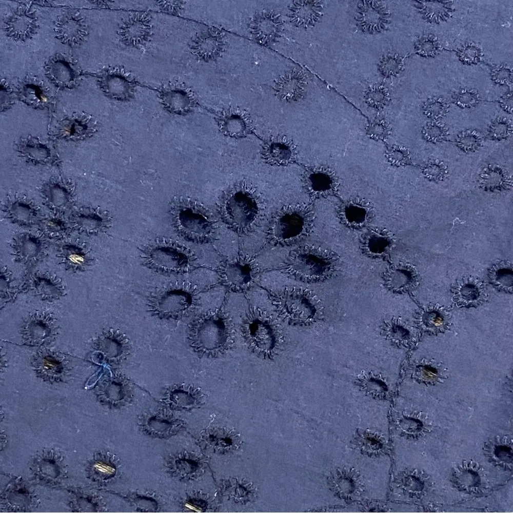 Lane Bryant Shirt Women 22 Navy Blue V Neck Long Sleeve Floral Cut Out Bottom - Image 3