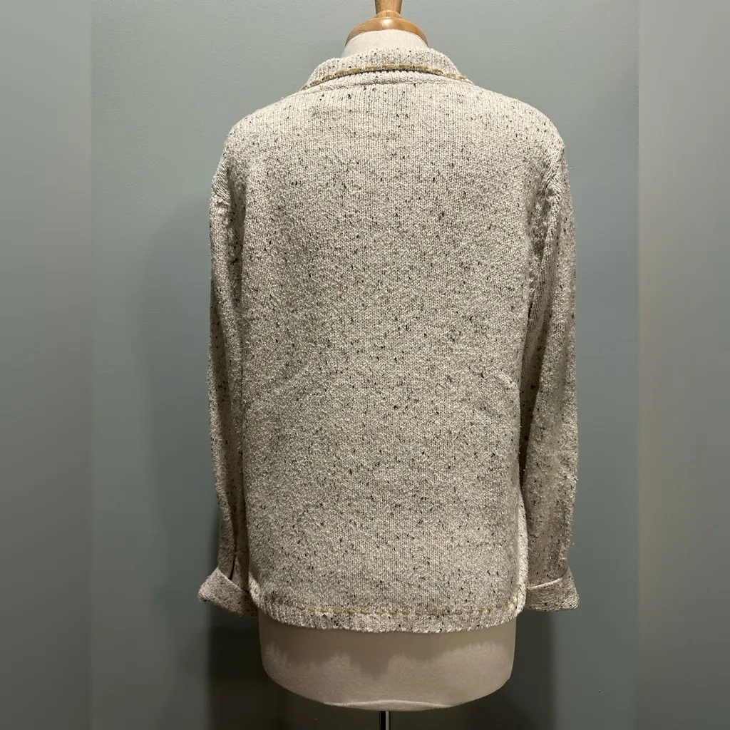 Crazy Horse Vintage Contrast Stitching Cabin core grandma button up cardigan L Tan Size L - Image 8