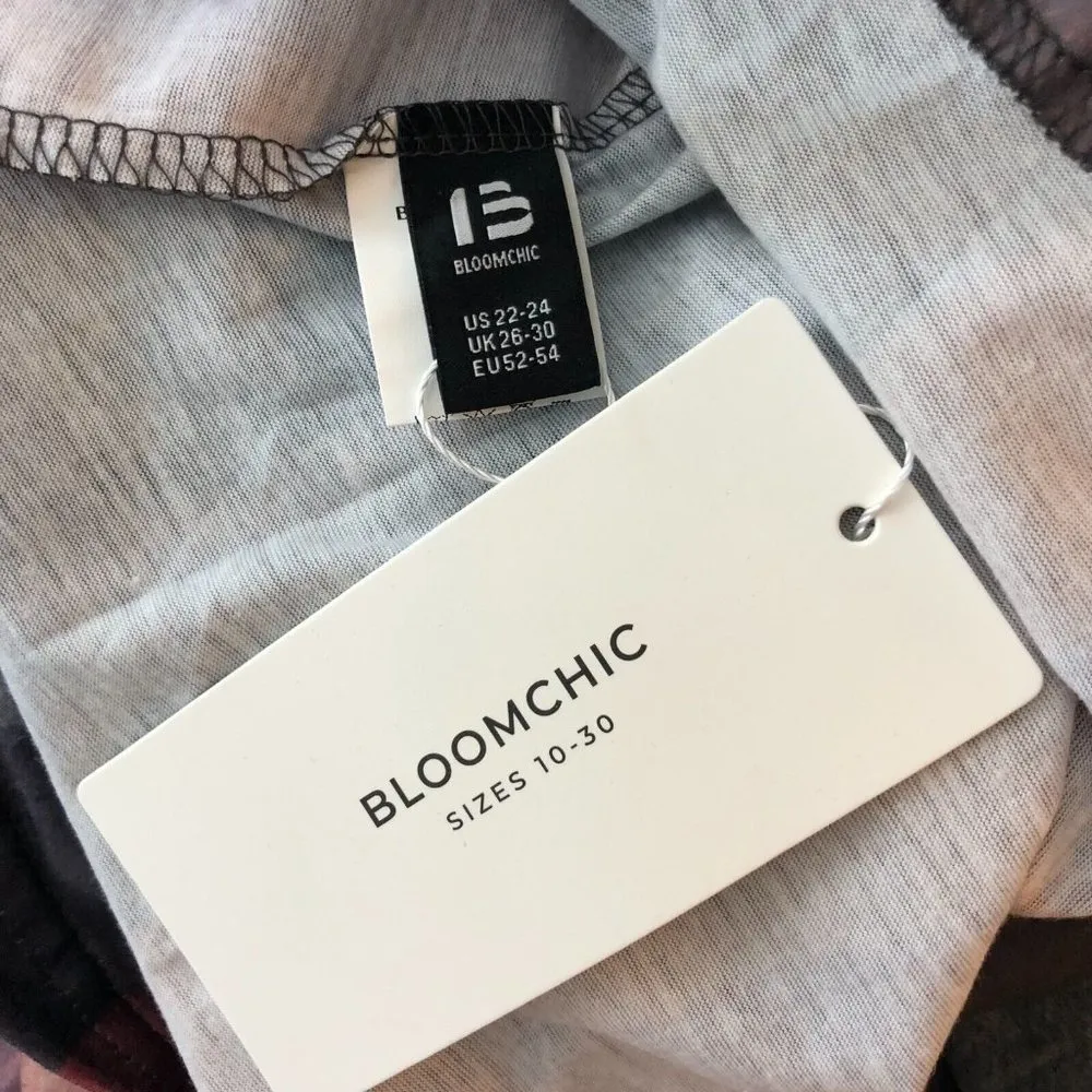 Bloomchic Dress Maxi Striped Knit Stretch 3/4 Sleeve Purple Gray 22-24 - Image 3