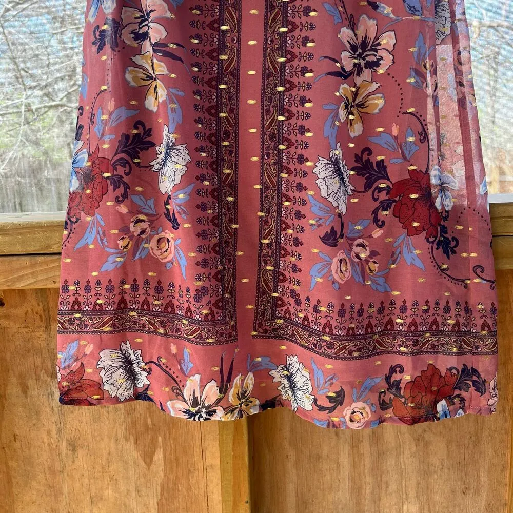 Laundry By Shelly Segal Baked Peach Floral Cold Shoulder Mini Dress Size 6. NEW - Image 4