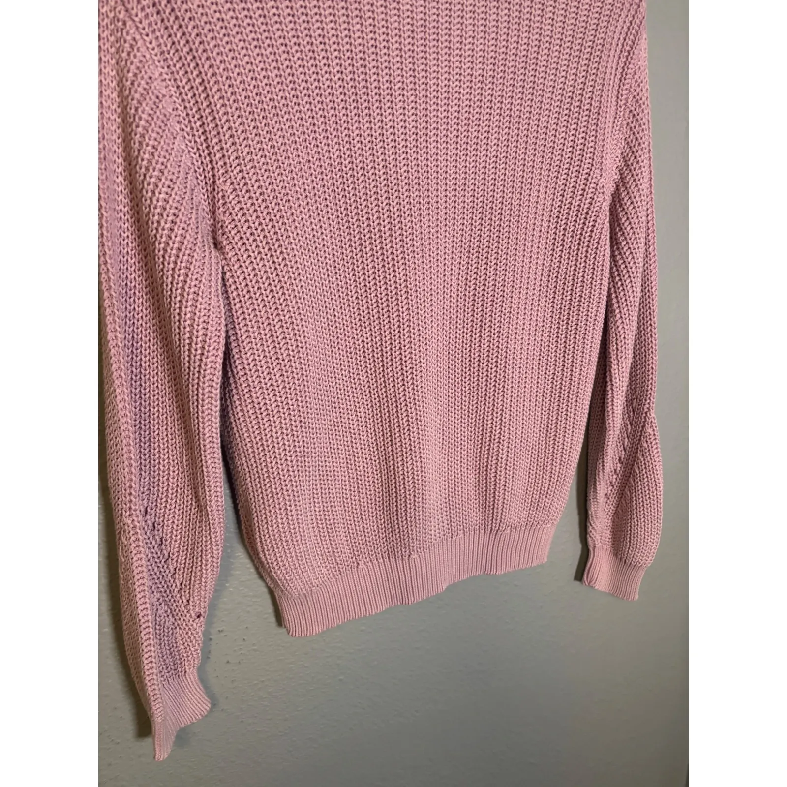 Marine Layer Ramona Pointelle Cotton Crewneck Sweater Lilac Purple Size Small - Image 8