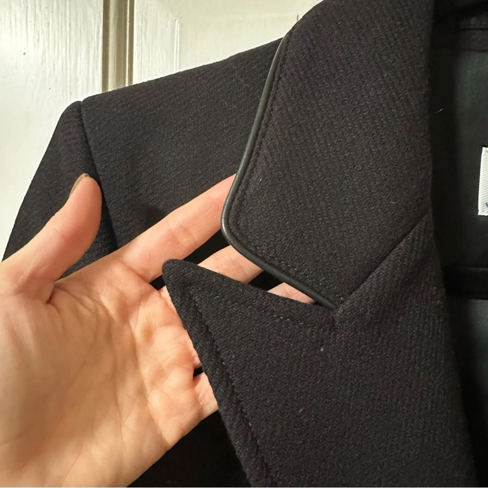 Burberry Wool Cashmere Blend Leather Trim Tailored Coat Women US2 - Image 5