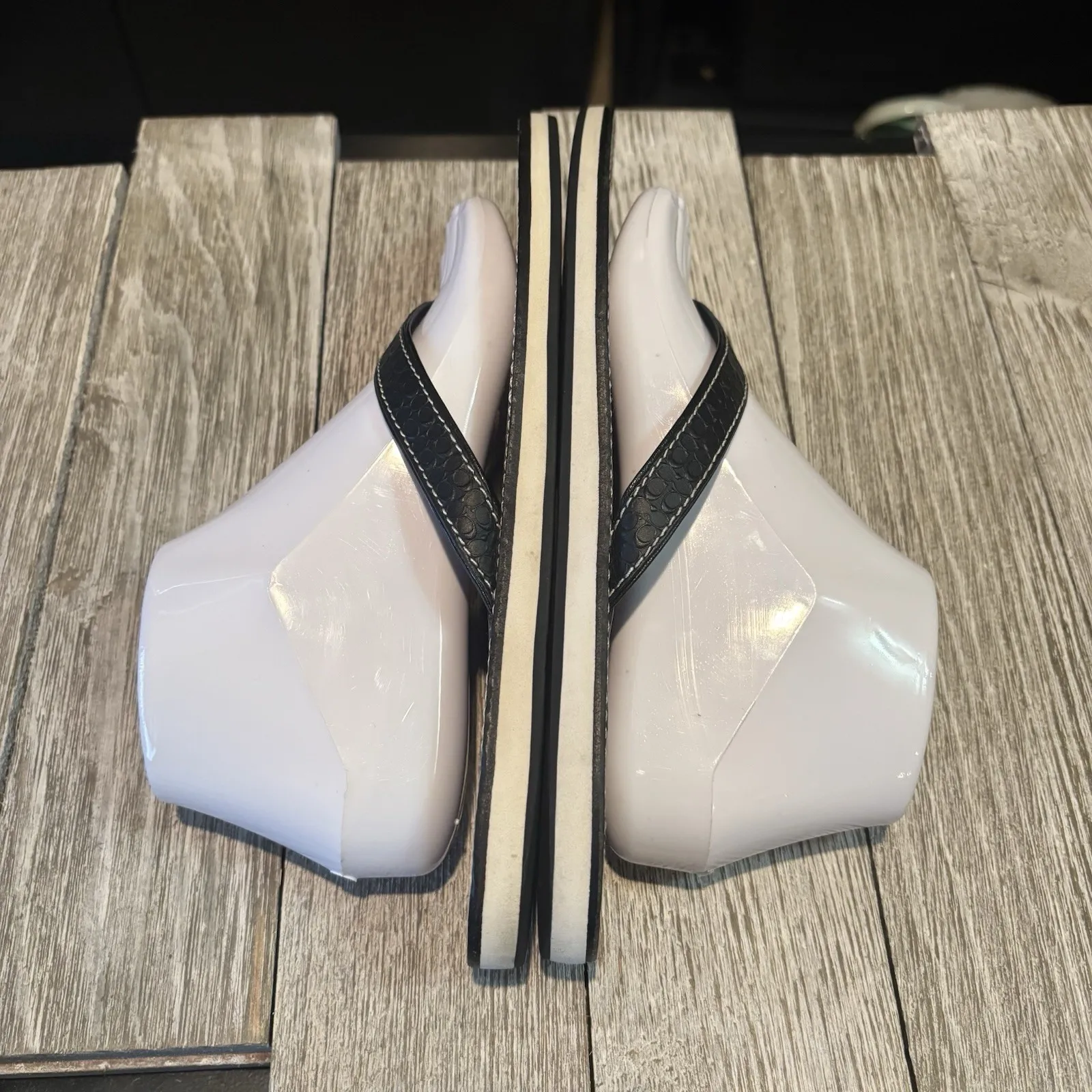 Coach Women's Signature‎ C Debbie Leather Slide Flip Flop Sandals Black Size 10 - Image 4