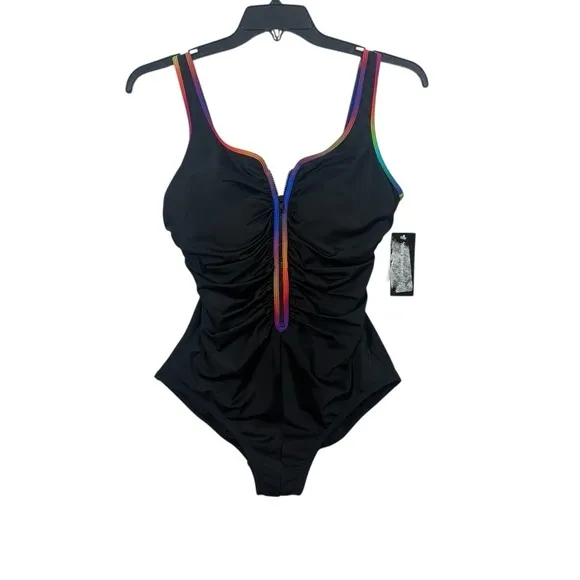 Swim Solutions nwt $98 Women's‎ Shirred Zip - Image 5