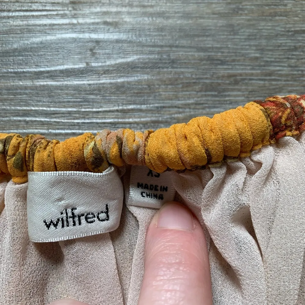 Aritzia Wilfred Talence Pleated Floral Blouse XS Yellow - Image 5