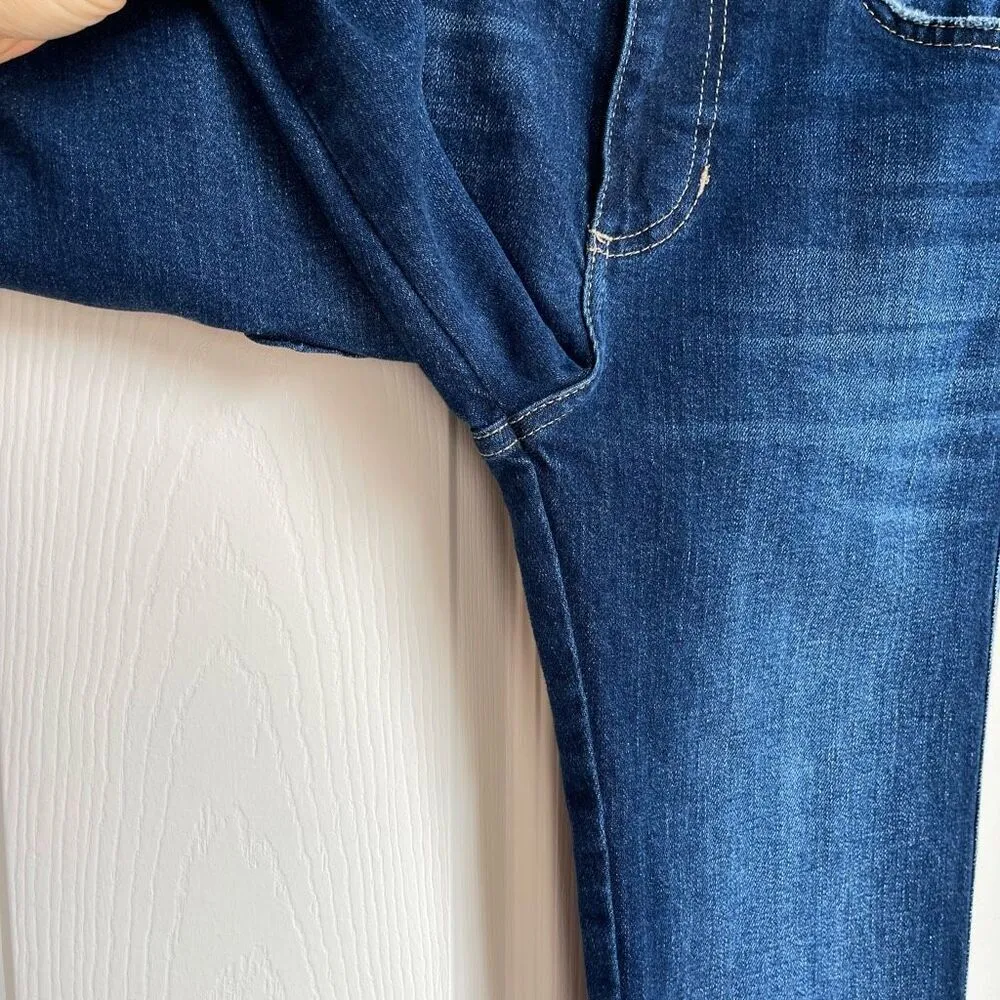 Free People High Rise Clean Girlfriend Raw Hem Crop Jeans (Dark Wash) - 25 - Image 6