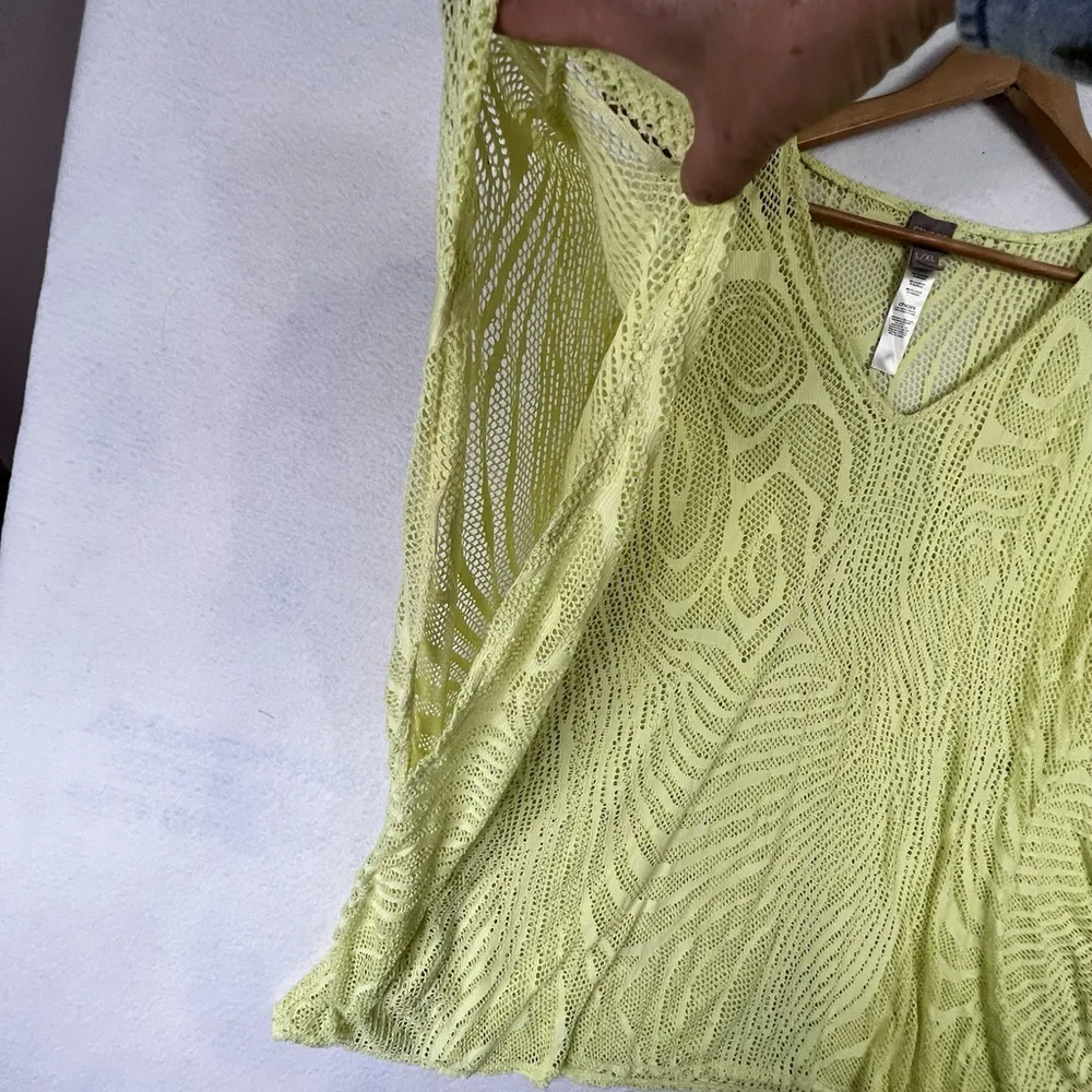 Chicos Open Knit Crochet Swim Cover Up Sweater Boho Pullover V-Neck Beach XL/ L - Image 6