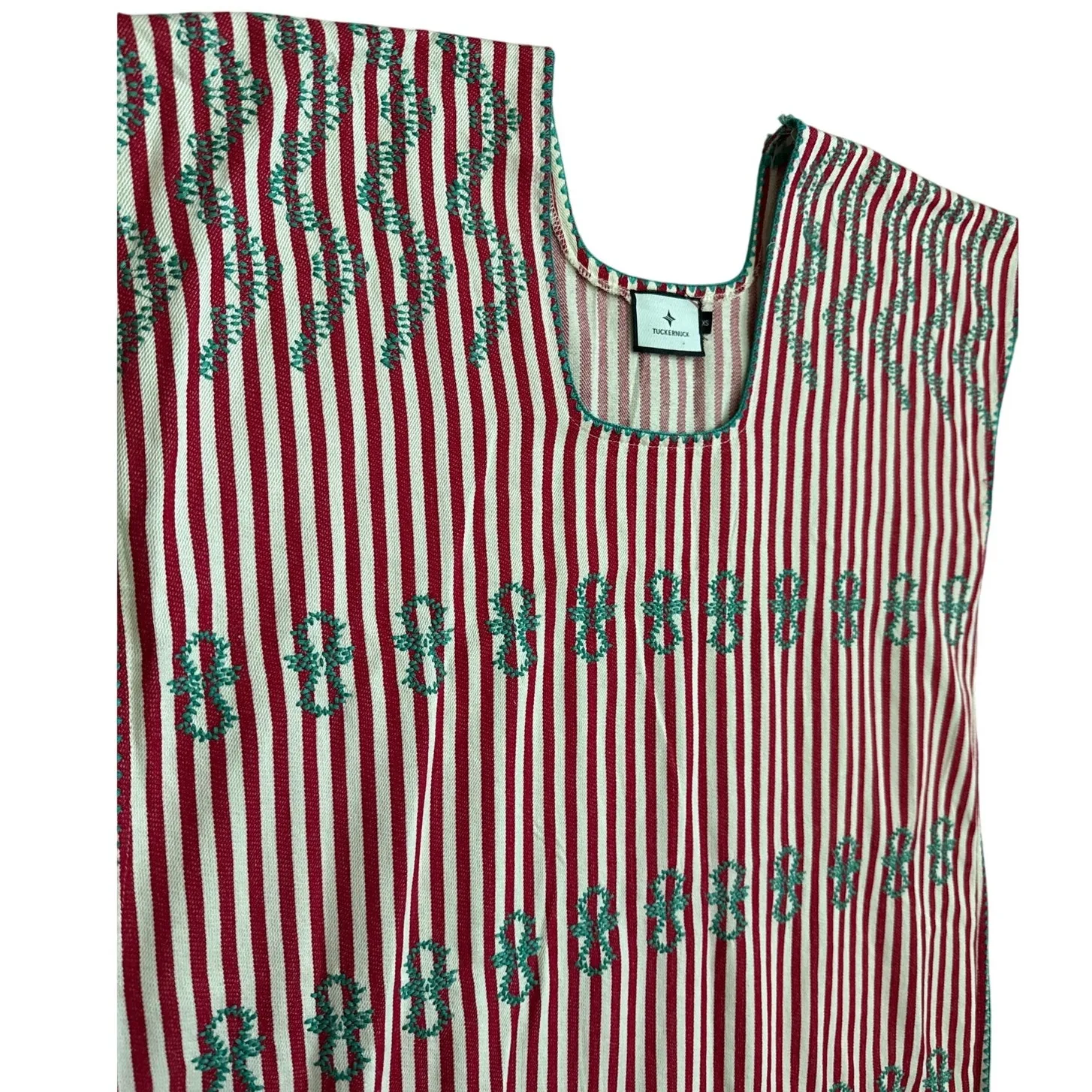 Tuckernuck‎ Oversized Red Stripe Sullivan Embroidered Canvas Caftan Size XS - Image 11